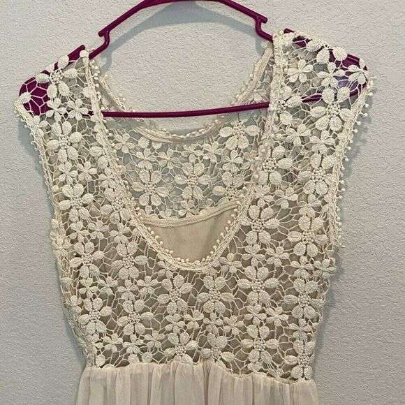 Women's Maxi Dress Gown Size Small Beige Tan Wedding Bridal Boho Neutral - Picture 7 of 10